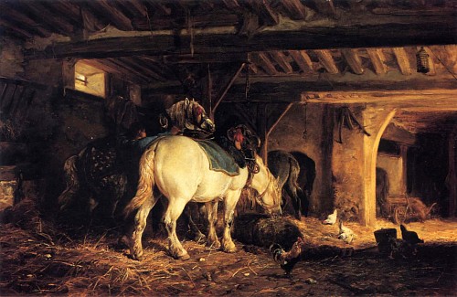 Charles Emile Jacque In the Stable