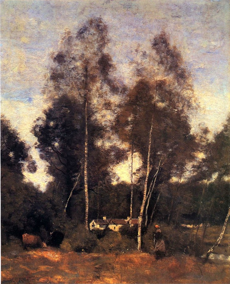 Jean Baptiste Camille Corot, Clairiere du Bois Pierre, aux Evaux, Près Chateau-Thierry, 1855-65
Oil on canvas, 16 x 12 5/8 in. (40.6 x 32.1 cm)
COR-003-PA
$299,000
