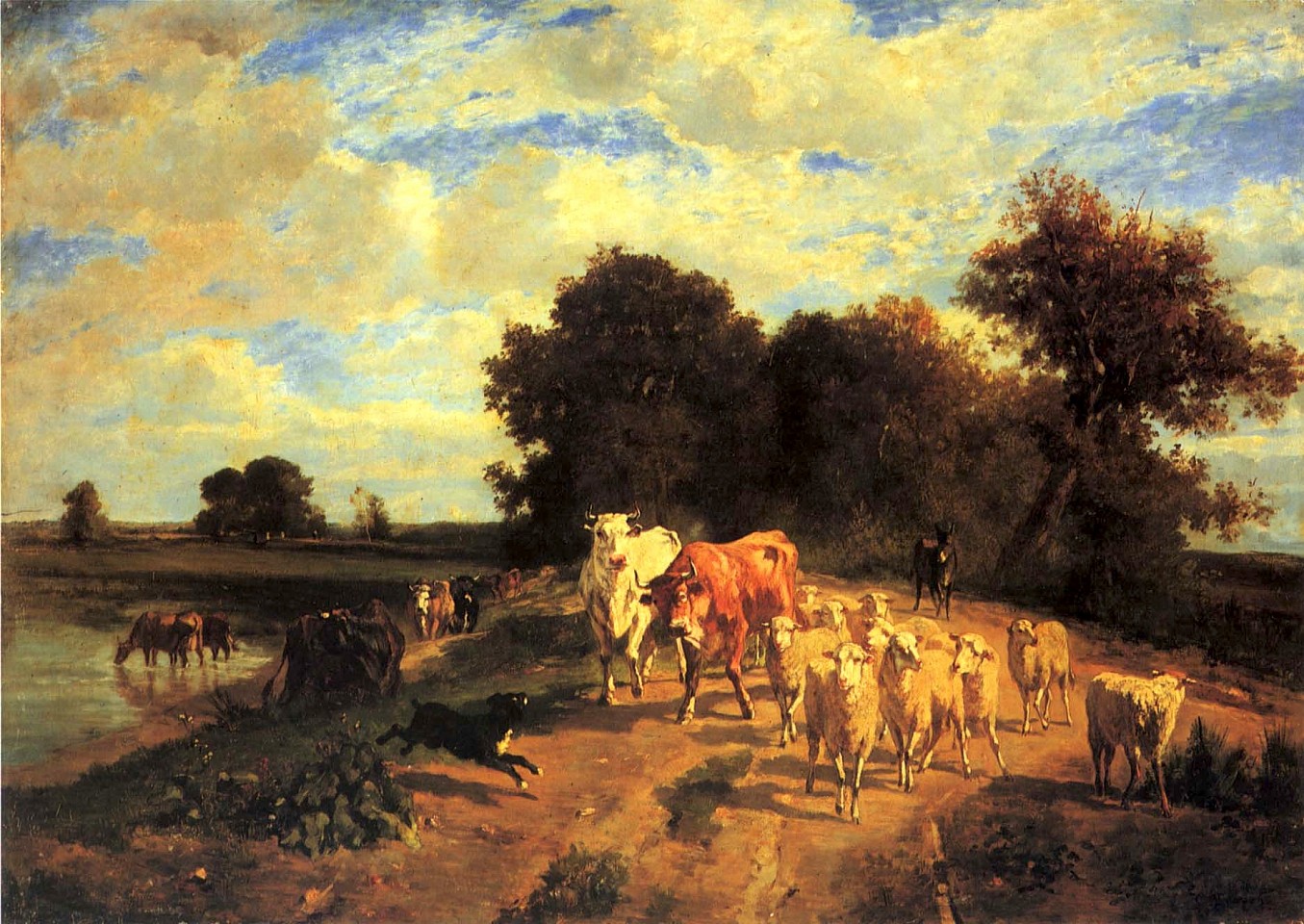 Constant Troyon, Le Troupeau au Bord de la Rivière, ca. 1850
Oil on canvas, 25 1/2 x 36 1/4 in. (64.8 x 92.1 cm)
TRO-004-PA
$80,000